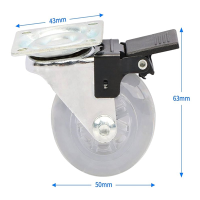 CASTER WHEEL CLEAR 2''SWIVEL WITH BREAK